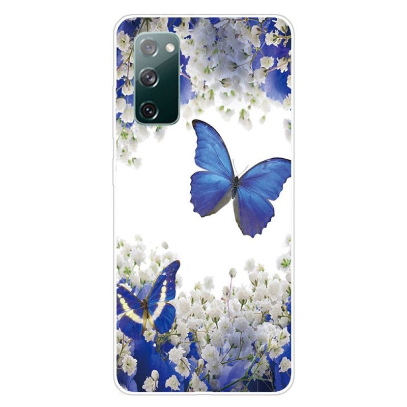 Cover Samsung Galaxy S20 FE Mørkeblå Design Sommerfugle