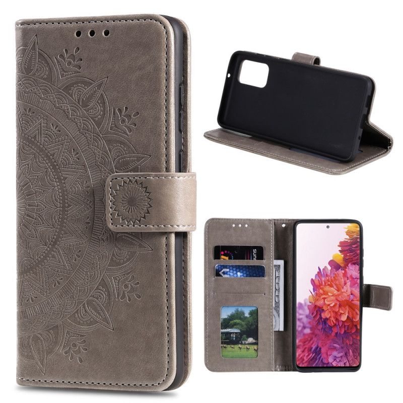 Flip Cover Læder Samsung Galaxy S20 FE Grå Solmandala