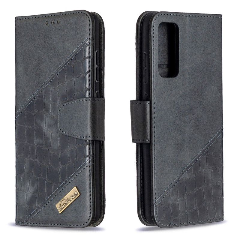 Flip Cover Læder Samsung Galaxy S20 FE Sort Klassisk Krokodillehudeffekt