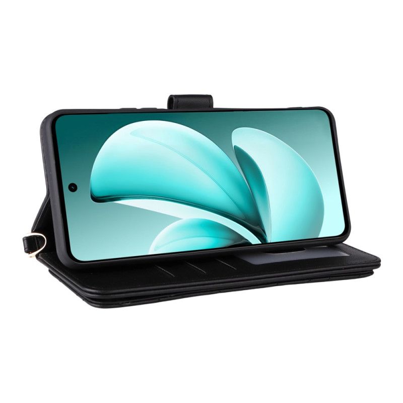 Flip Cover Realme C71 Quiltet Med Skulderrem Og Håndledsrem