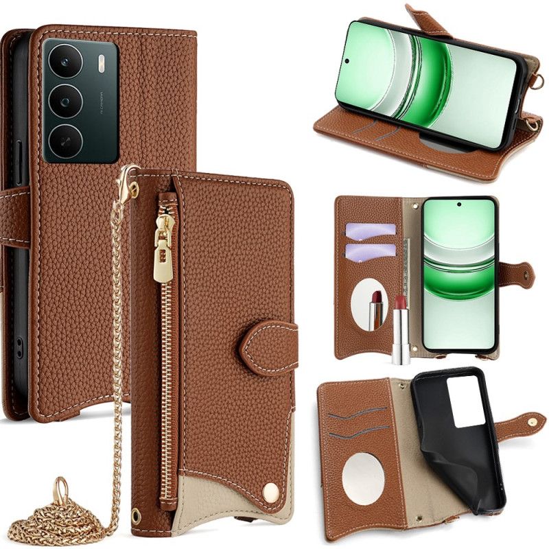 Flip Cover Realme C71 Tofarvet Pung Med Spejl Og Skulderrem