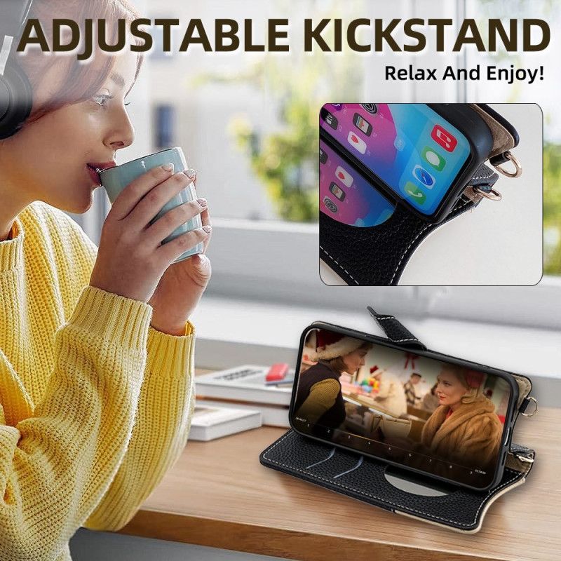 Flip Cover Realme C71 Tofarvet Pung Med Spejl Og Skulderrem