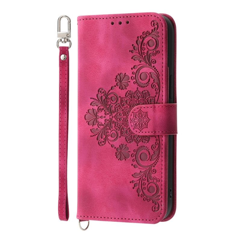 Flip Cover Xiaomi 15 Ultra Blomstermønster Med Rem Og Skulderrem