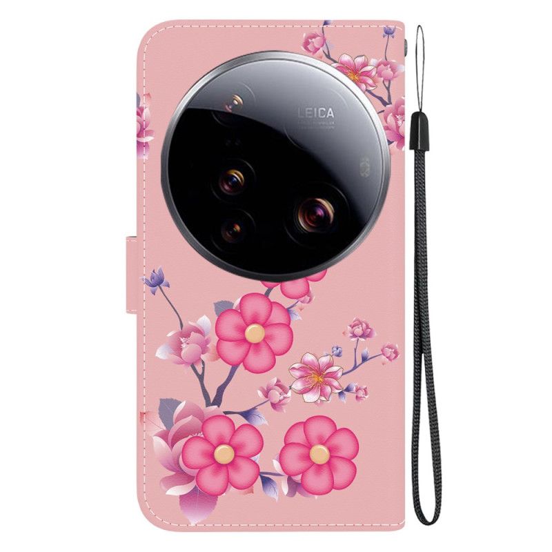Læder Cover Xiaomi 15 Ultra Sakura-mønster