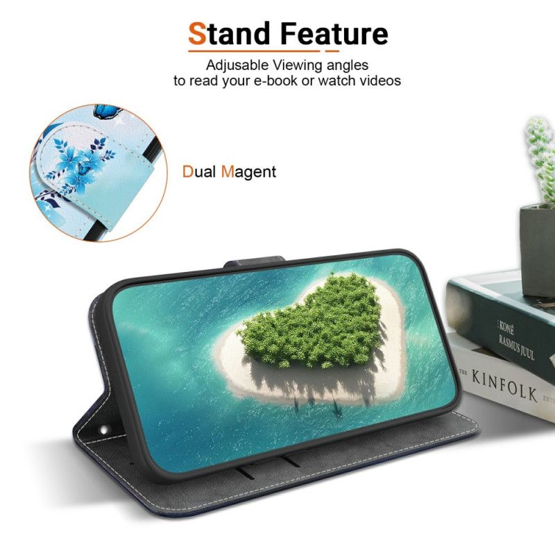 Læder Cover Xiaomi 15 Ultra Telefon Etui Blomstersommerfugle