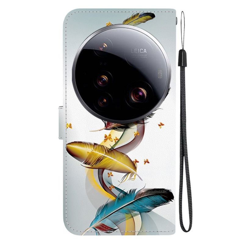 Læder Cover Xiaomi 15 Ultra Telefon Etui Farverig Fjer