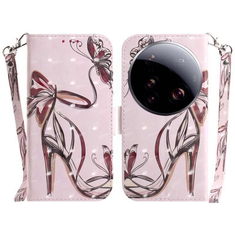 Læder Cover Xiaomi 15 Ultra Telefon Etui Høje Hæle Med Snor