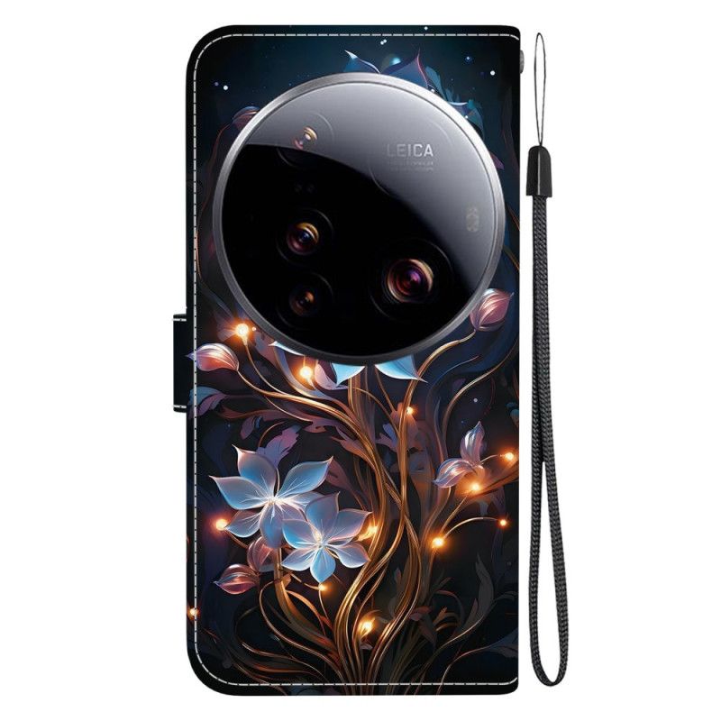 Læder Cover Xiaomi 15 Ultra Telefon Etui Lanterneblomster