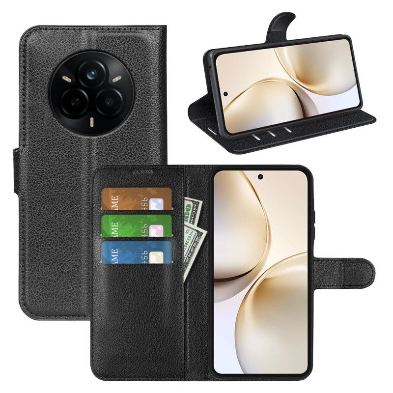 Flip Cover Realme 14 Pro Plus 5g Klassisk Litchi-kunstlæder