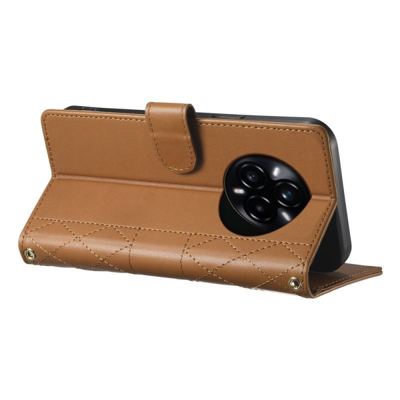 Flip Cover Realme 14 Pro Plus 5g Quiltet Med Rem Og Skulderrem