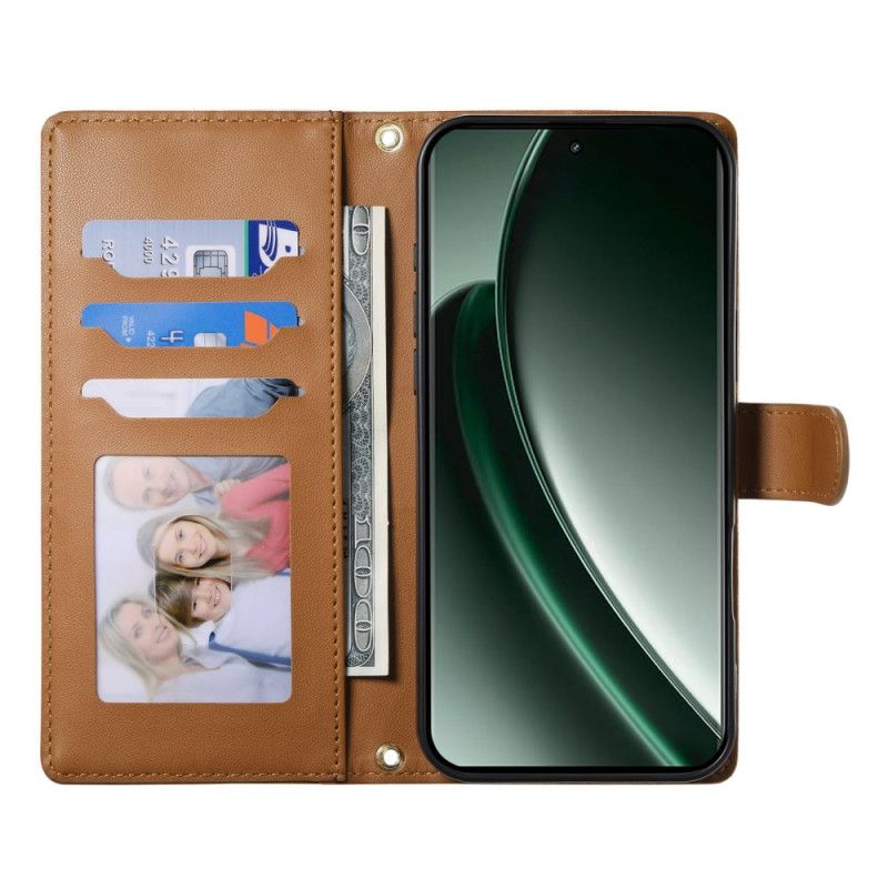 Flip Cover Realme 14 Pro Plus 5g Quiltet Med Rem Og Skulderrem