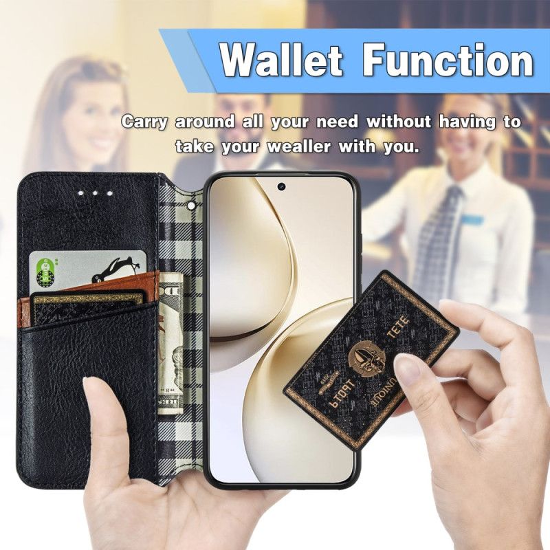 Flip Cover Til Realme 14 Pro Plus 5g Vintage Ruskindseffekt