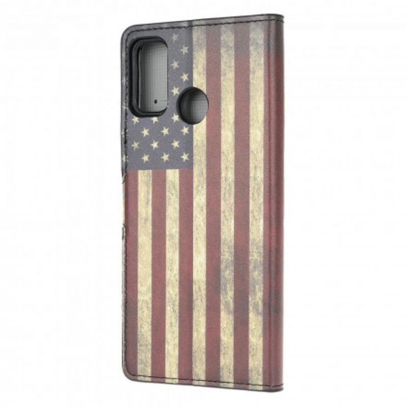 Læder Cover Moto G30 / G10 Amerikansk Flag