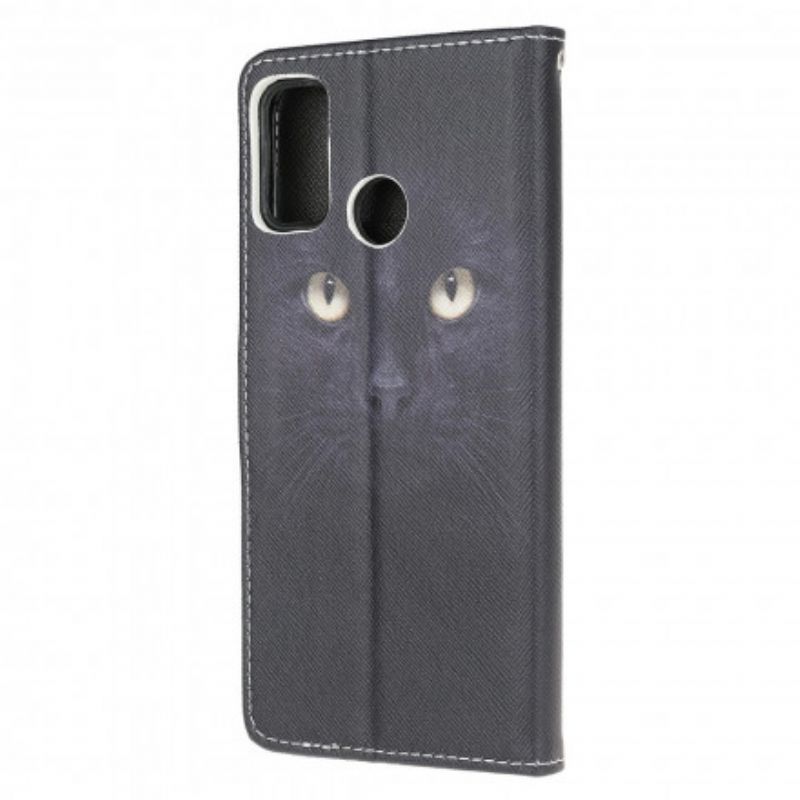 Læder Cover Moto G30 / G10 Black Strappy Cat Eyes