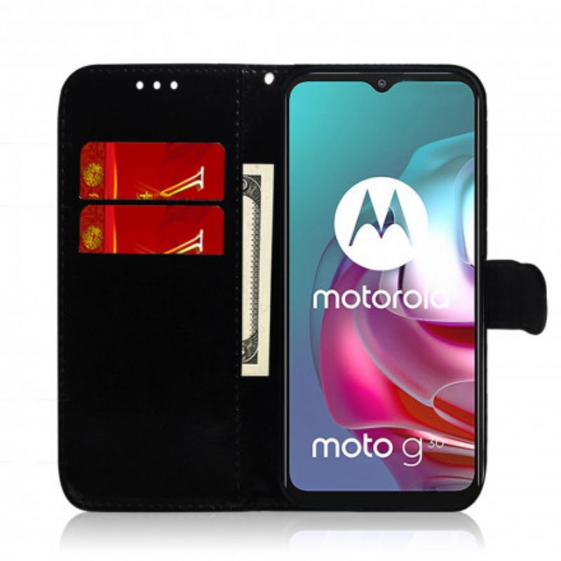 Læder Cover Moto G30 / G10 Telefon Etui Spejlcover I Imiteret Læder