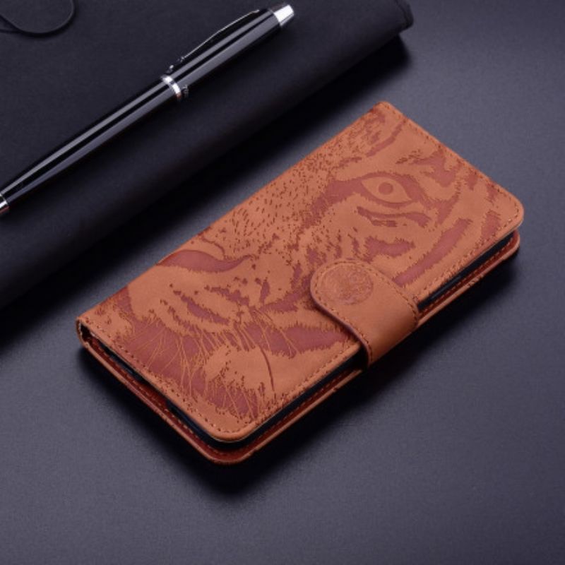 Læder Cover Moto G30 / G10 Telefon Etui Tiger Face Print