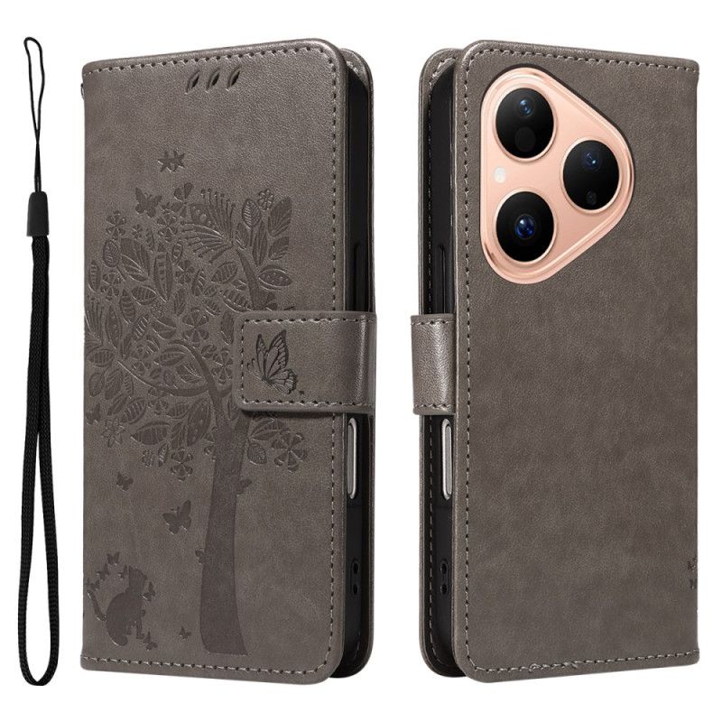 Flip Cover Huawei Pura 80 Kat Og Træ