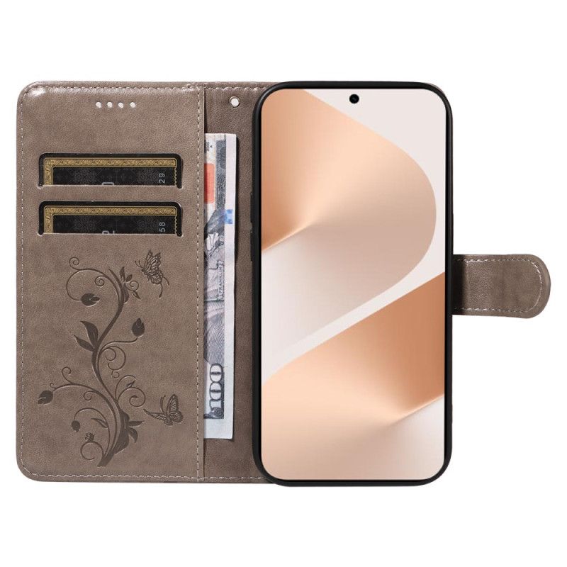 Læder Cover Huawei Pura 80 Telefon Etui Blomstermønster