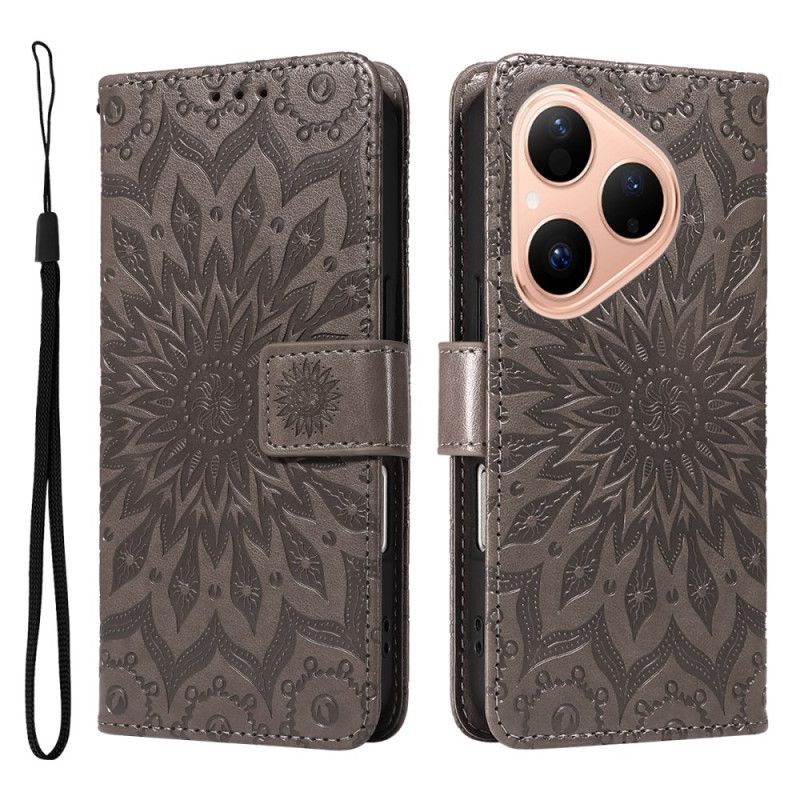 Læder Cover Huawei Pura 80 Telefon Etui Solsikkemønster