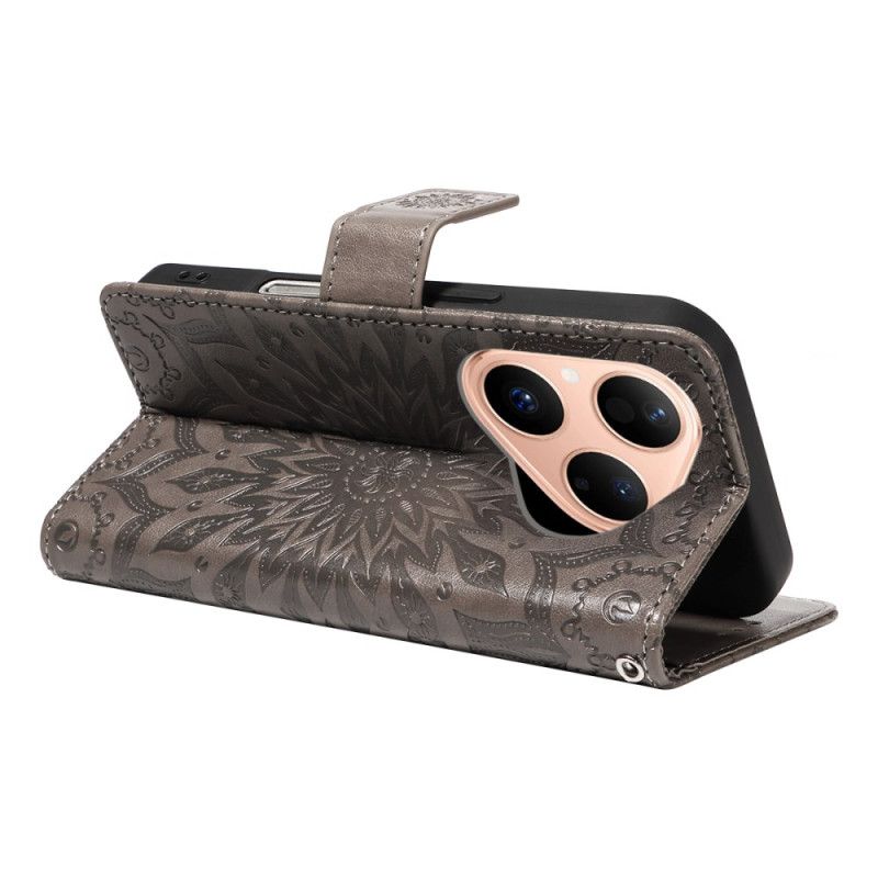 Læder Cover Huawei Pura 80 Telefon Etui Solsikkemønster