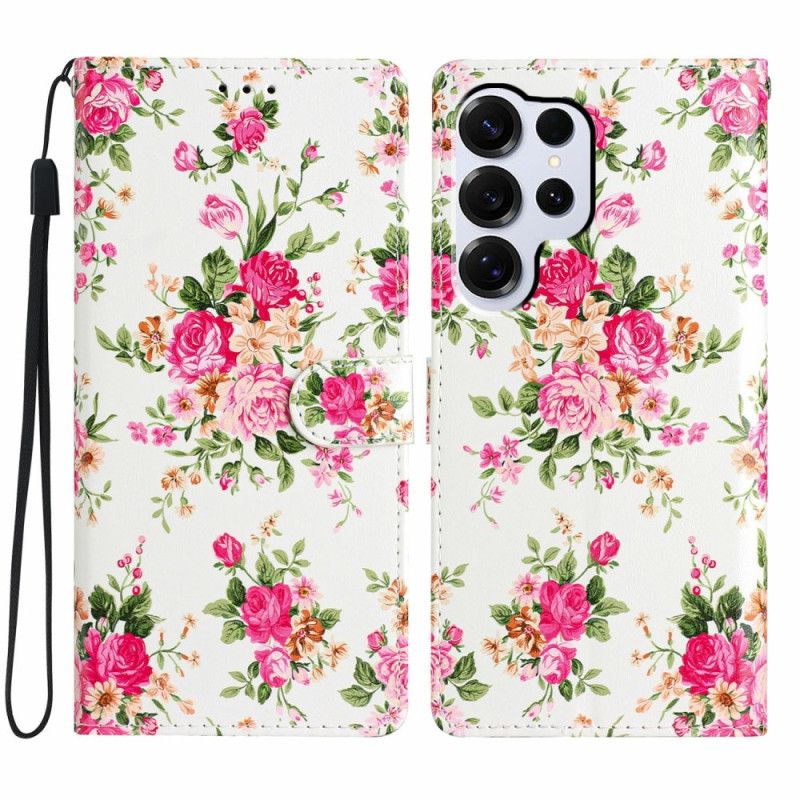 Flip Cover Til Samsung Galaxy S26 Ultra Røde Blomster