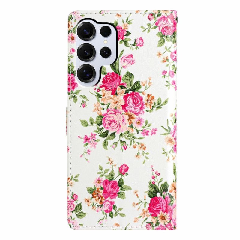 Flip Cover Til Samsung Galaxy S26 Ultra Røde Blomster