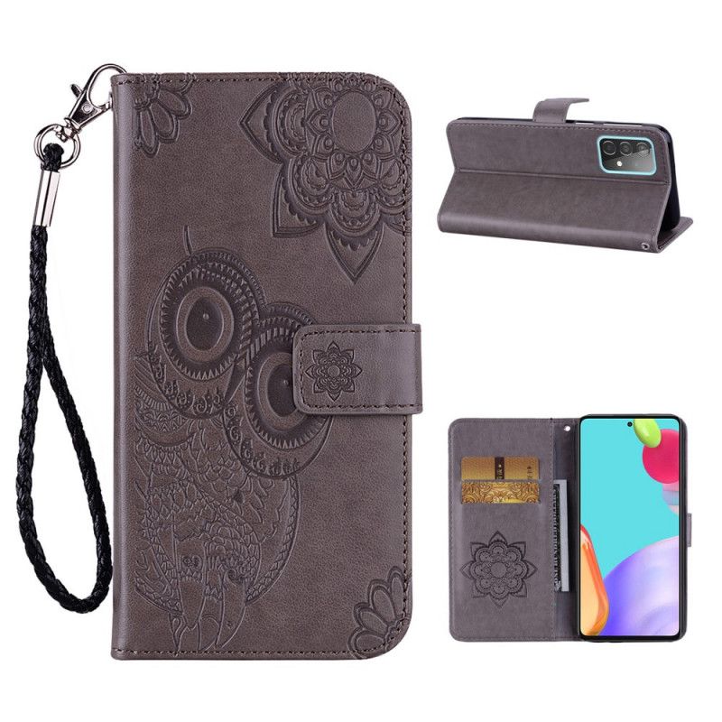 Flip Cover Samsung Galaxy A52 4G / A52 5G Grå Uglemandala Og G-Streng