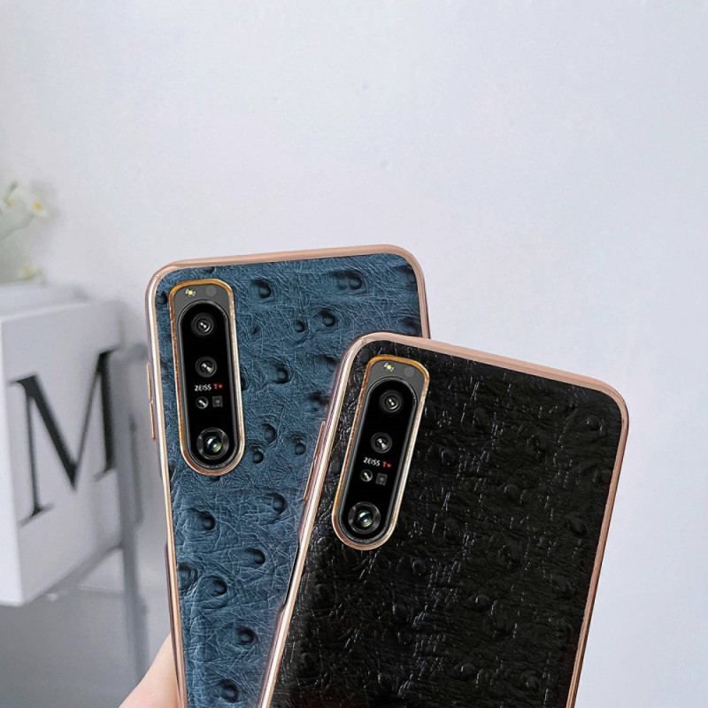 Cover Sony Xperia 1 IV Ægte Læder I Strudsstil