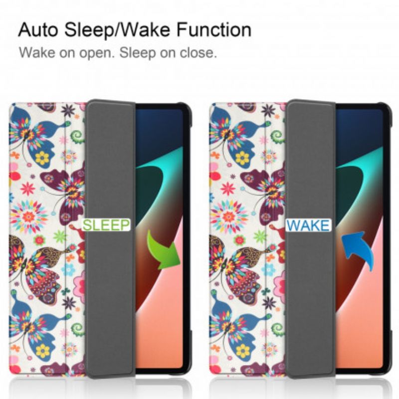 Smart Etui Xiaomi Pad 5 Vintage Blomsterpenneholder