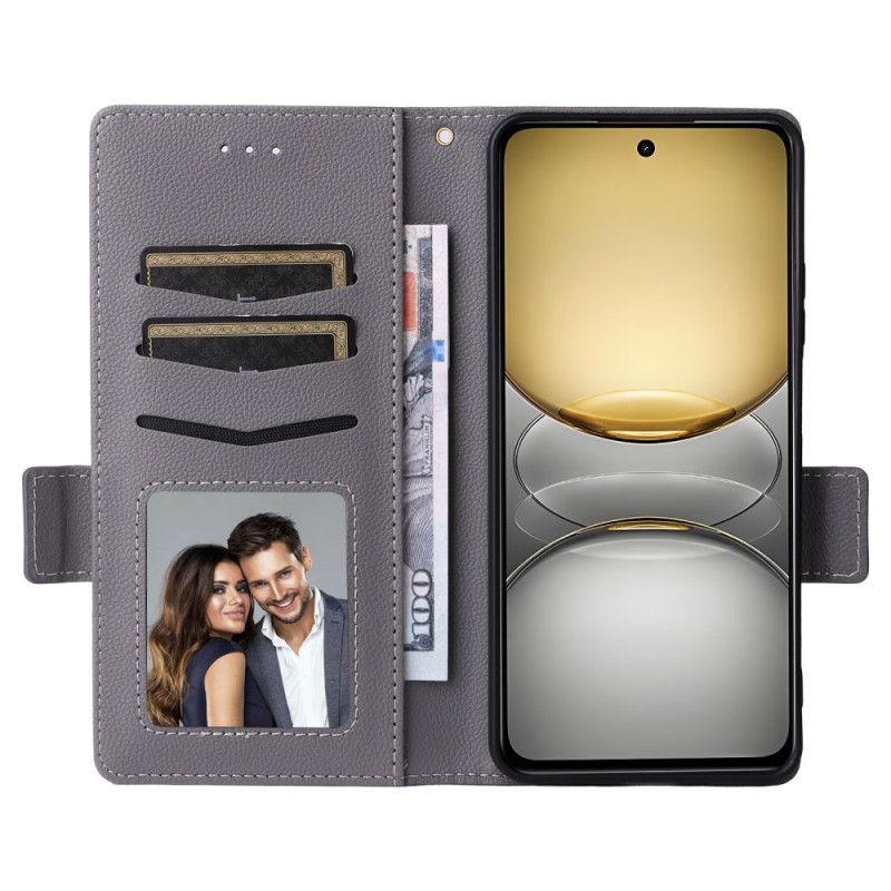 Flip Cover Realme C75 Litchi Kunstlæder Med Rem