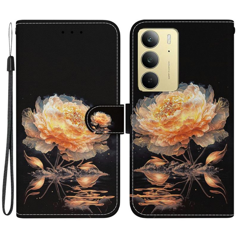 Flip Cover Til Realme C75 Gylden Pæon