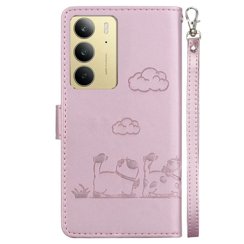 Flip Cover Til Realme C75 Rfid-blokerende Kattemotiv