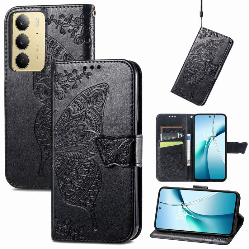 Læder Cover Realme C75 Barok Sommerfugl