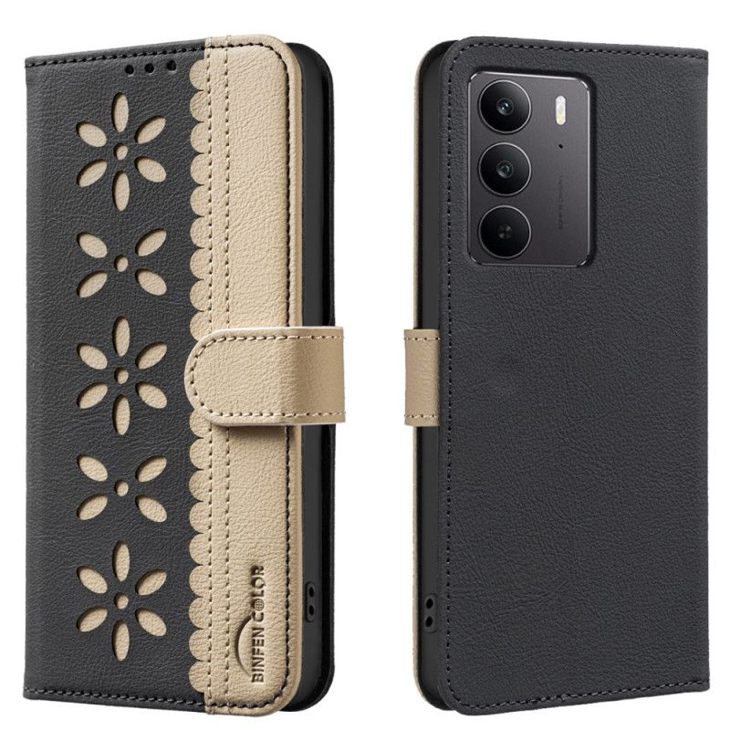Læder Cover Realme C75 Telefon Etui Binfen Color Blomstermønster