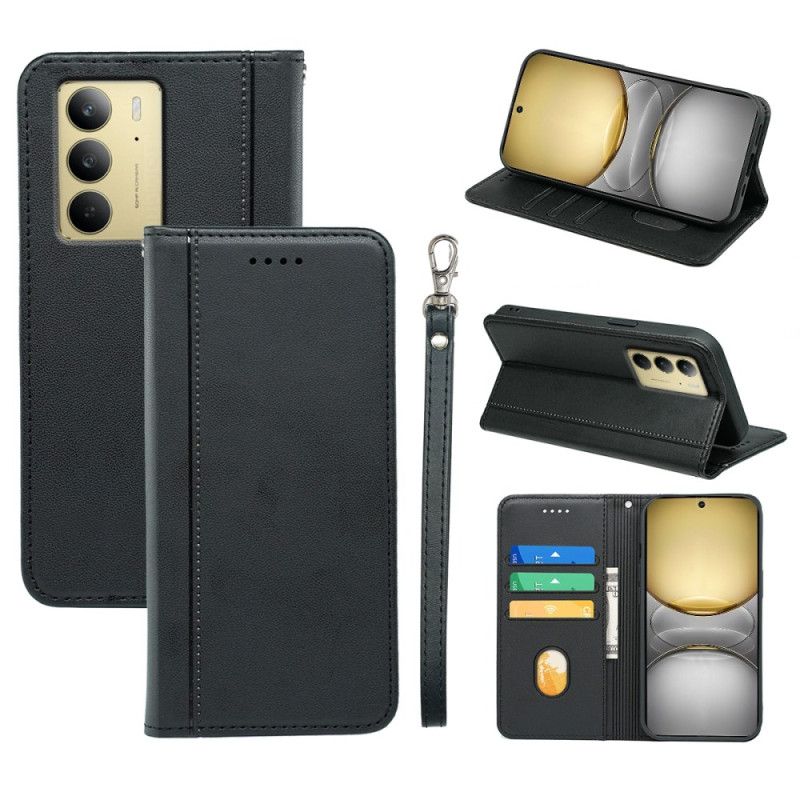 Læder Cover Realme C75 Telefon Etui Enkel Med Rem