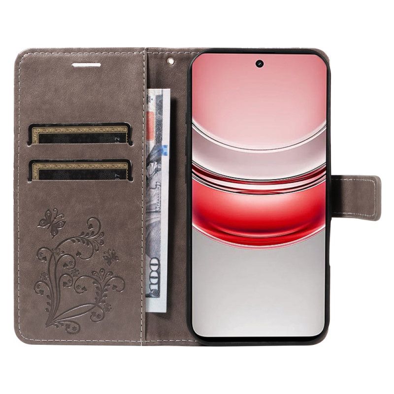 Læder Cover Realme C75 Telefon Etui Kæmpesommerfugle