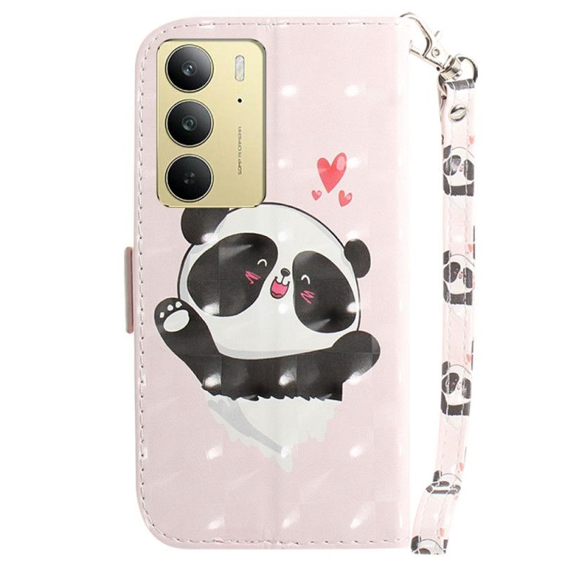 Læder Cover Realme C75 Telefon Etui Panda-kærlighedsrem
