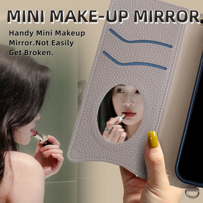 Læder Cover Realme C75 Telefon Etui Tofarvet Pung Med Kæde