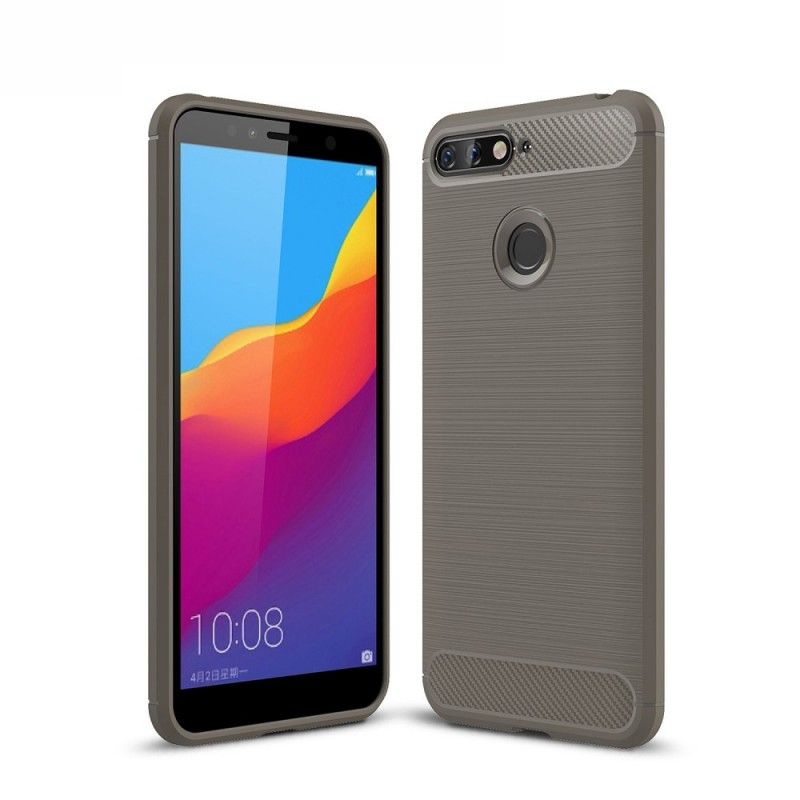 Cover Honor 7A Rød Mobilcover Børstet Kulfiber