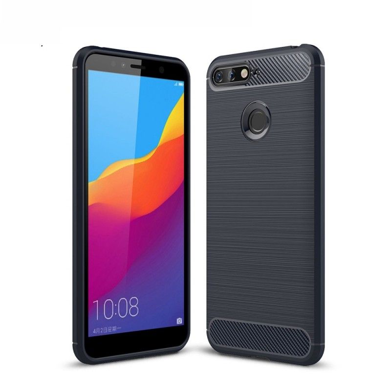 Cover Honor 7A Rød Mobilcover Børstet Kulfiber