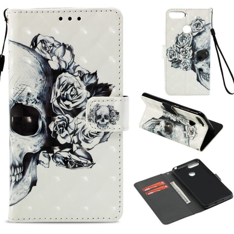 Flip Cover Honor 7A Mobilcover 3D Blomsterskalle