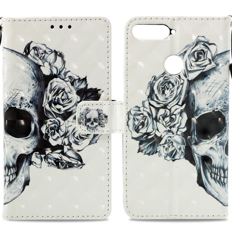 Flip Cover Honor 7A Mobilcover 3D Blomsterskalle