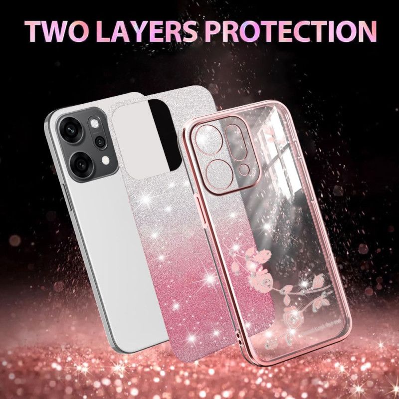 Cover Oppo Reno 14 5g Blomster Og Rhinsten