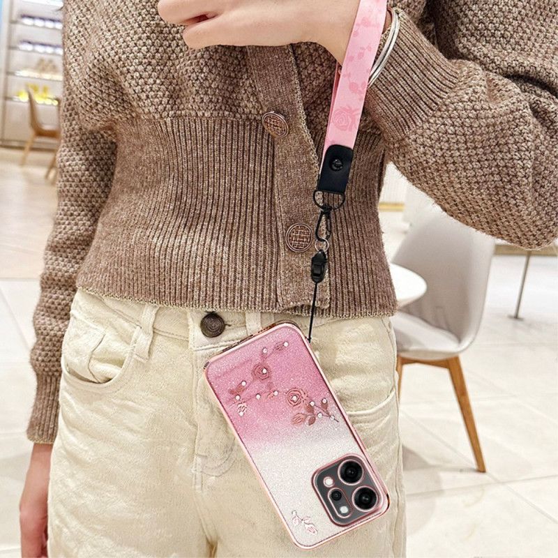 Cover Oppo Reno 14 5g Blomster Og Rhinsten