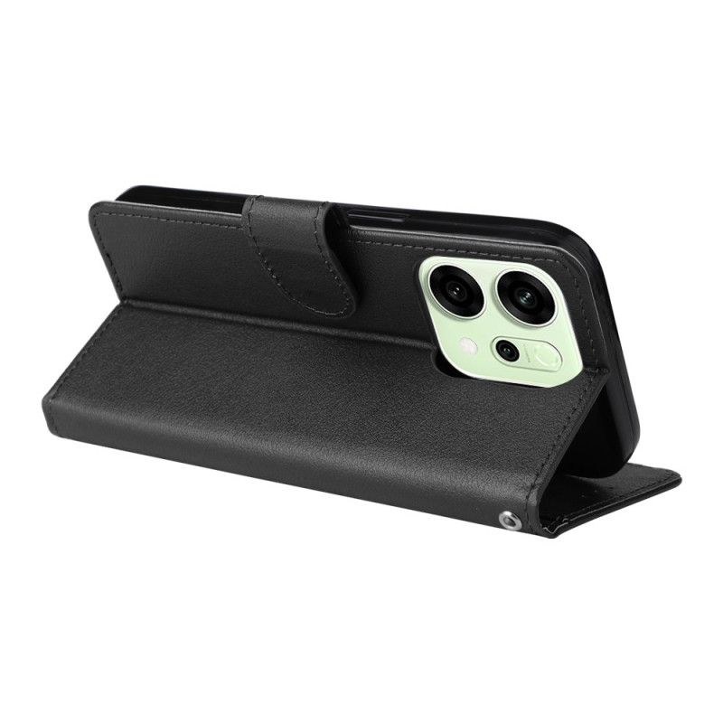 Flip Cover Oppo Reno 14 5g Almindelig Lædereffekt Med Rem