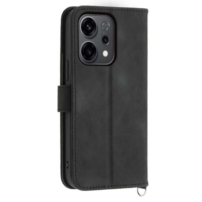 Flip Cover Oppo Reno 14 5g Blomstermønster Og Stropper