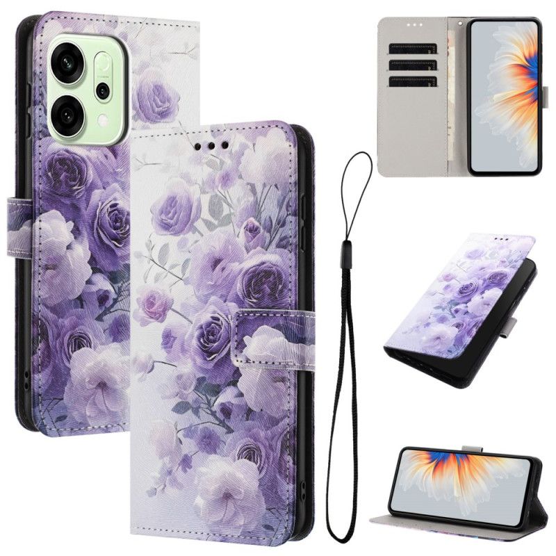 Flip Cover Oppo Reno 14 5g Violette Blomster