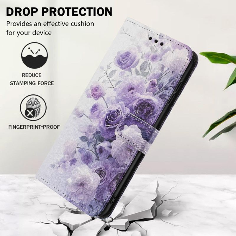Flip Cover Oppo Reno 14 5g Violette Blomster