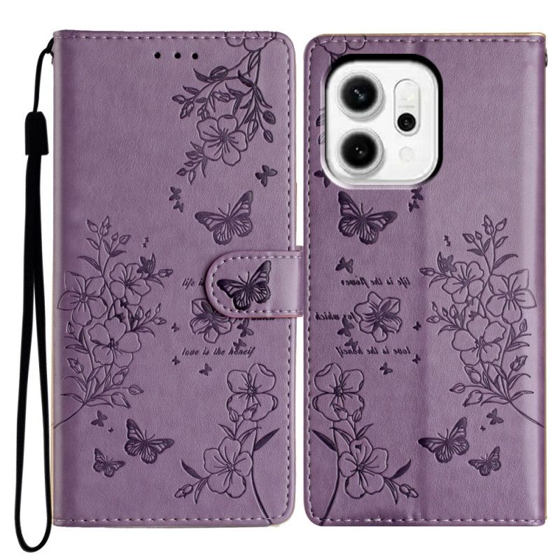 Flip Cover Til Oppo Reno 14 5g Graverede Blomster