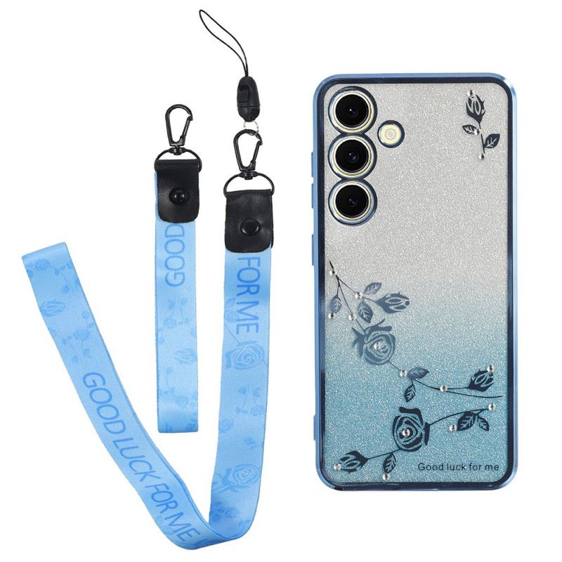 Cover Samsung Galaxy S26 Blomster Og Rhinsten Med Kadem-rem
